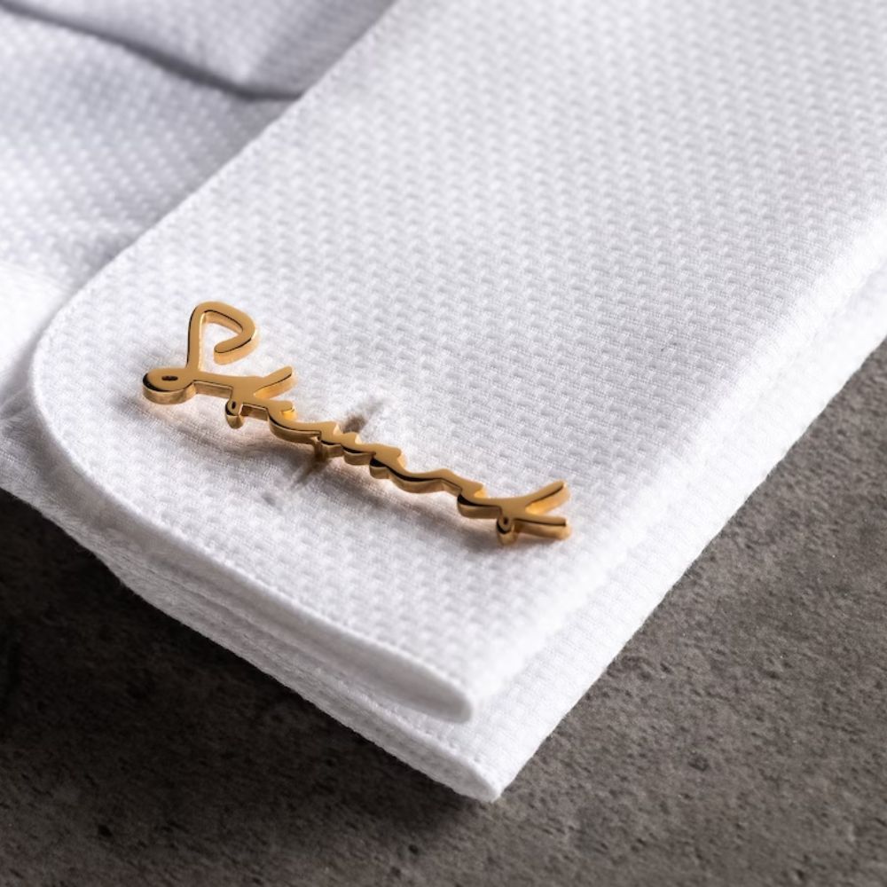 Personalized Signature Style Wedding Cufflinks - Navya Jewels