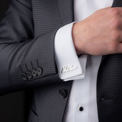 Personalized Signature Style Wedding Cufflinks - Navya Jewels