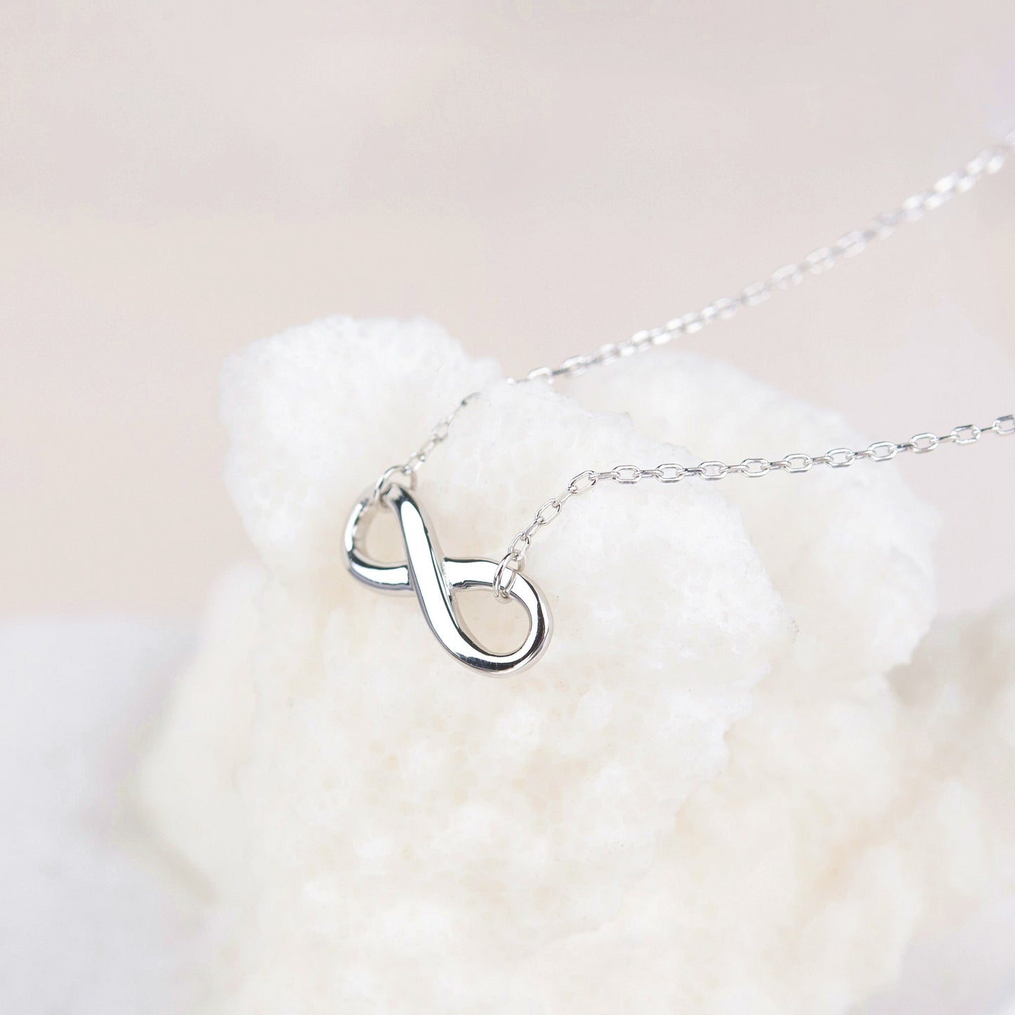 "To my beautiful Mom" Infinity Necklace, 925 Sterling Silver, Mother's Day Gift and Card Gift Set