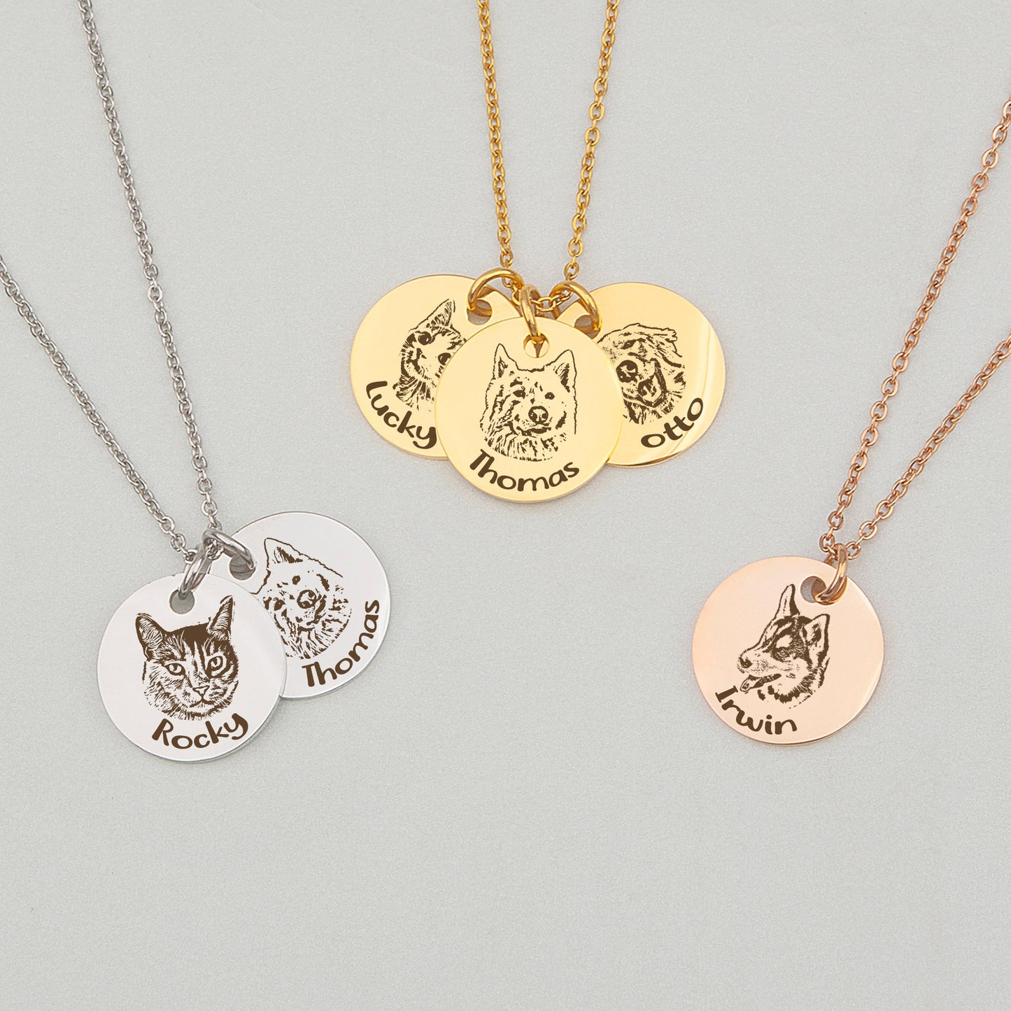 Personalized Pet Portrait Necklace (Up to 4 Charms)