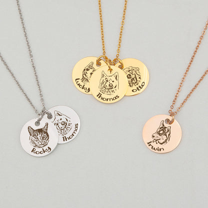 Personalized Pet Portrait Necklace (Up to 4 Charms)