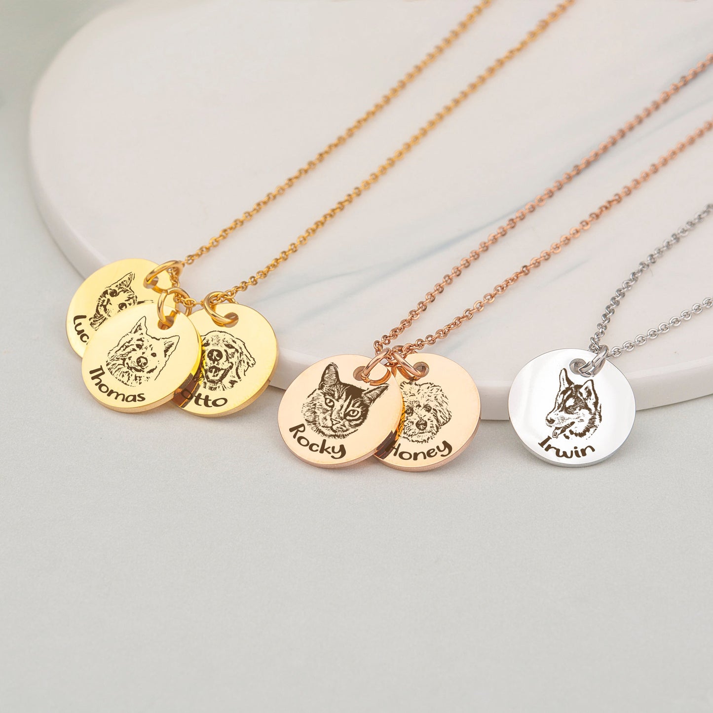 Personalized Pet Portrait Necklace (Up to 4 Charms)