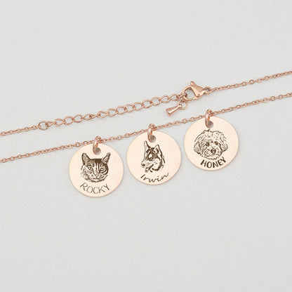 Personalized Pet Portrait Necklace (Up to 4 Charms)