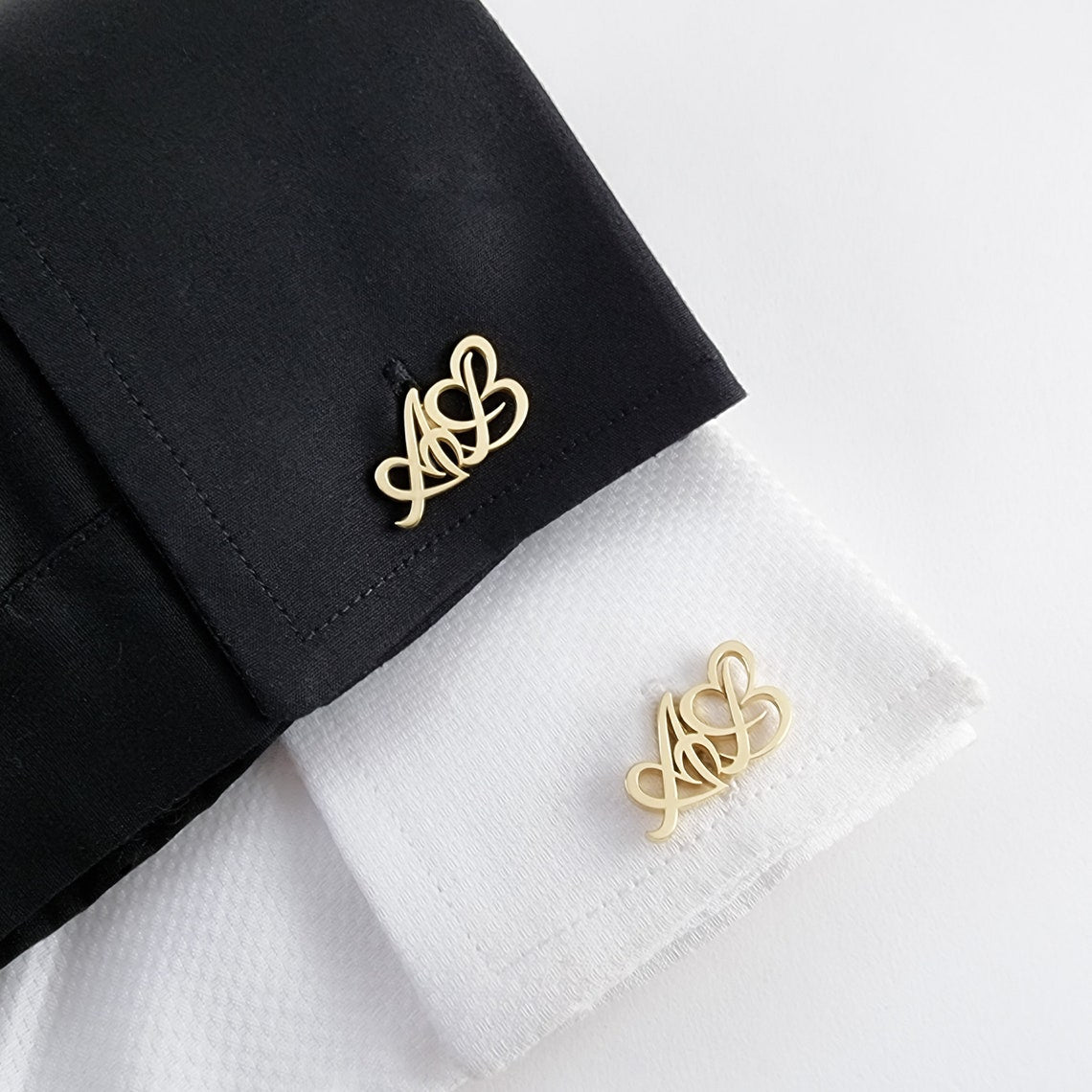 Personalised Initials Heart Cuff Link - Navya Jewels