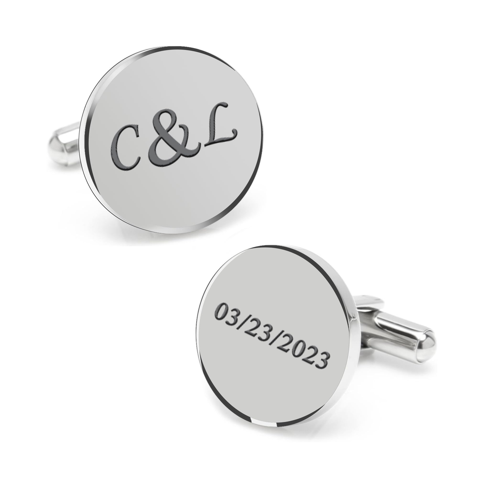 Personalized Date And Initial Cufflink For Men And Boys 1 Pair - Navya Jewels