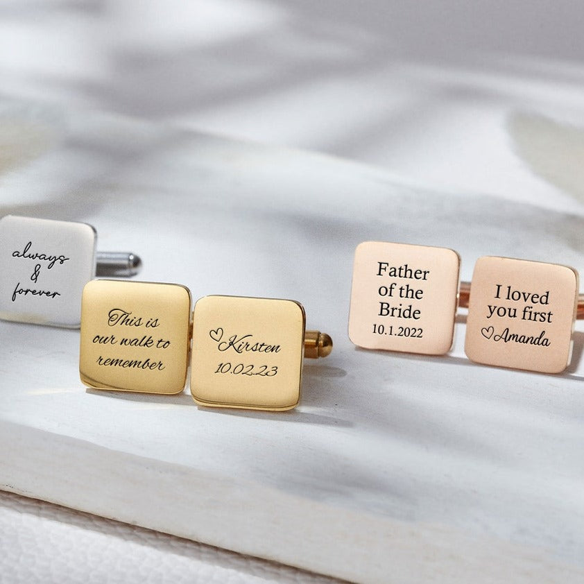 Personalized Engraving Square Cufflinks - Navya Jewels