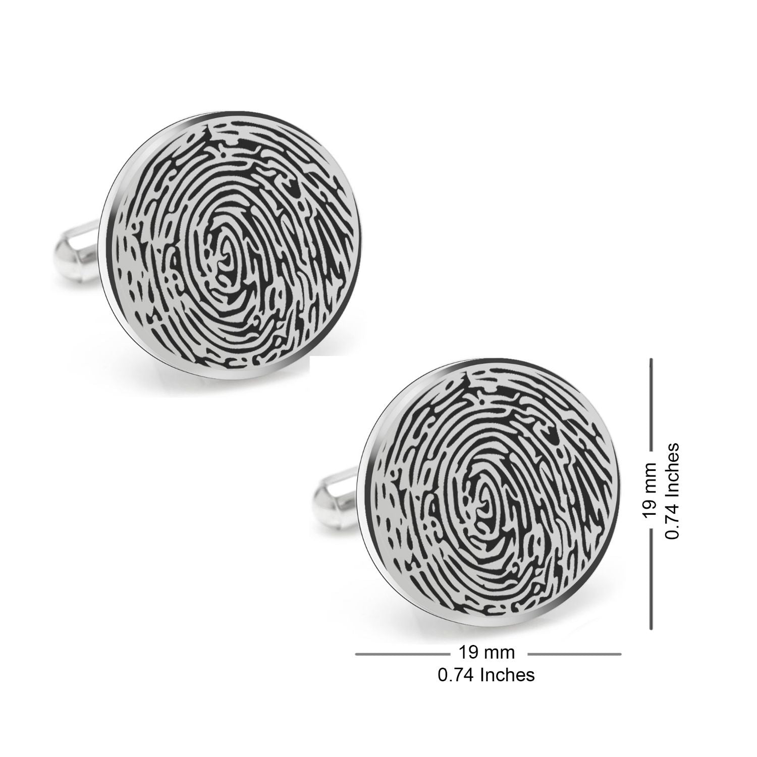 Personalized Fingerprint Round Shaped Cufflink for Men and Boys - Navya Jewels