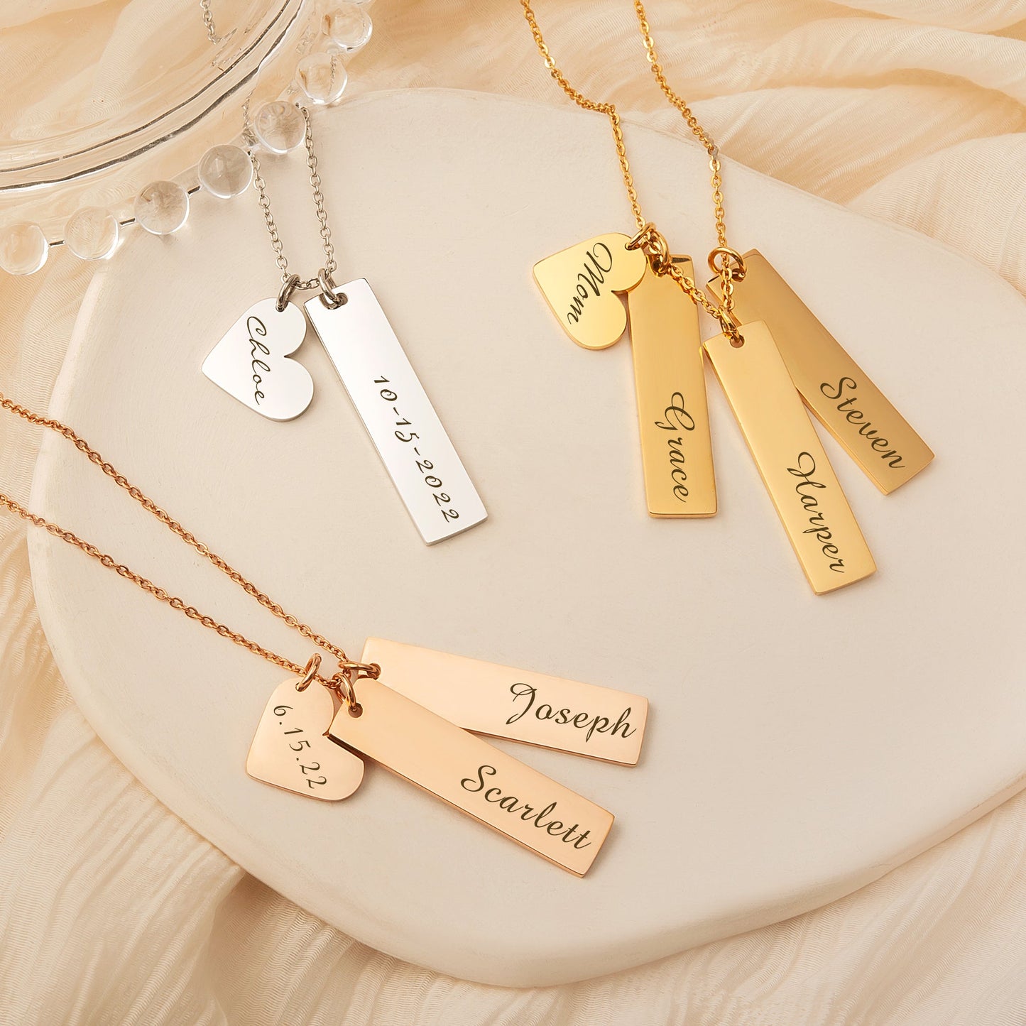 Custom Heart and Bar Name Necklace