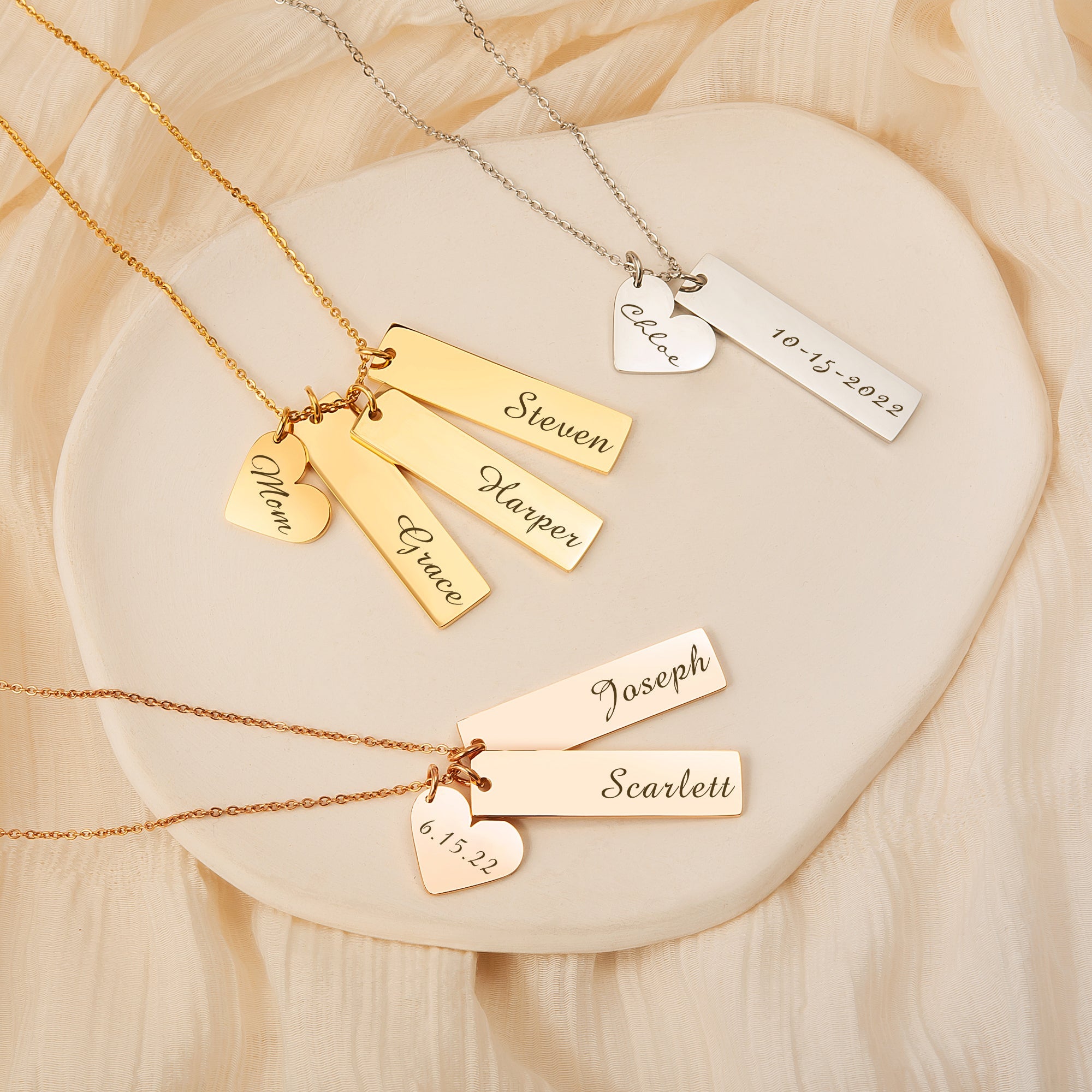 Custom Heart and Bar Name Necklace