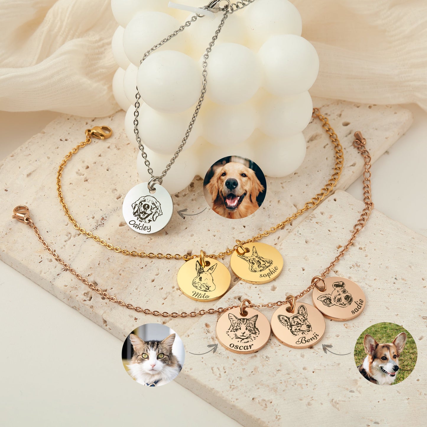 Personalized Pet Portrait Charm Bracelet