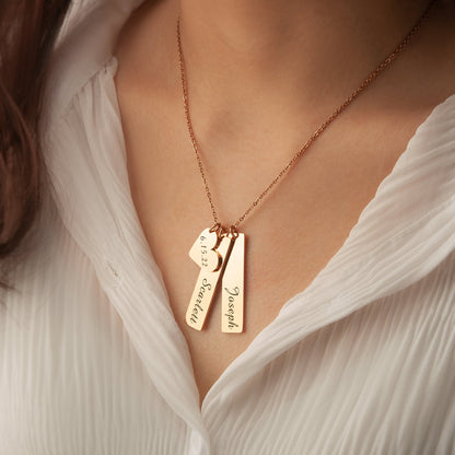 Custom Heart and Bar Name Necklace