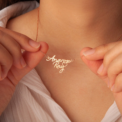 Custom Two Name Necklace With Heart